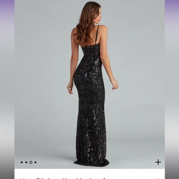 Black Meredith One-Shoulder Sequin Formal Dress - NWOT - Picture 2 of 6